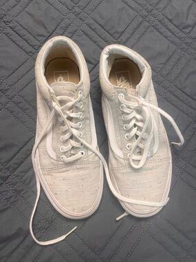 Vans White Speckled Old Skool Low Top Sneakers